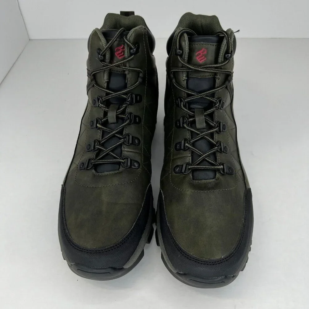 Rocawear Mens Madrid Green Lace Up Solid Faux Leather Size 13 Combat Ankle Boots